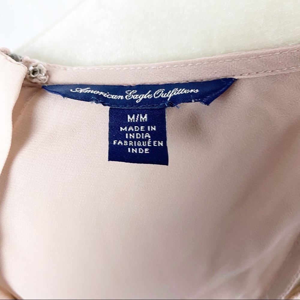 American Eagle Semi Sheer Sequin Zip Top Blouse - Picture 6 of 7